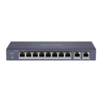 riasztóbolt, riasztobolt, HIKVISION DS-3E0310P-E/M (B) 10 portos gigabit PoE switch, 80 W, nem menedzselhető