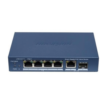 riasztóbolt, riasztobolt, HIKVISION DS-3E1506P-EI/M-4P1T1F 6 portos gigabit PoE switch, 45 W, menedzselhető