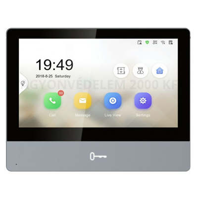 riasztóbolt, riasztobolt, Hikvision DS-KH8350-WTE1-Grey IP 7-coll érintőkijelzős lakáskészülék