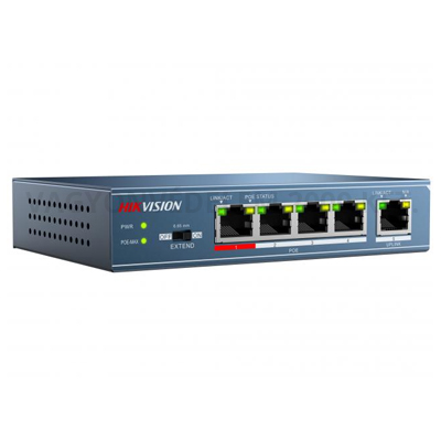 riasztóbolt, riasztobolt, Hikvision DS-3E0105P-E 5-portos PoE (4) Switch
