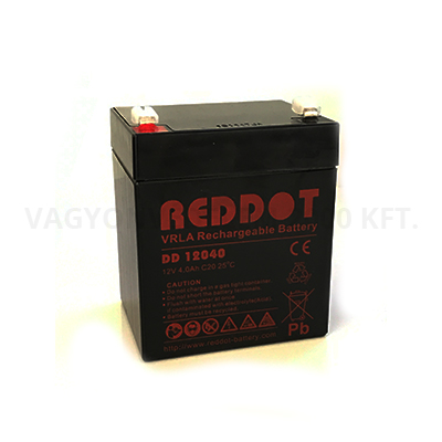 riasztóbolt, riasztobolt, Reddot 12V 4Ah riasztó akkumulátor