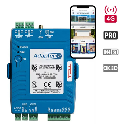 riasztóbolt, riasztobolt, TELL Adapter2 PRO DIN rail - 4G.IN4.R1 GSM kommunikátor