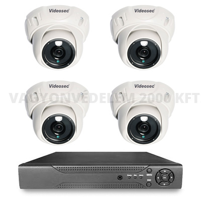 riasztóbolt, riasztobolt, Videosec AHD kamera szett - 4db kültéri 720P felbontású AHD dome kamerával és 1db AHD rögzítővel